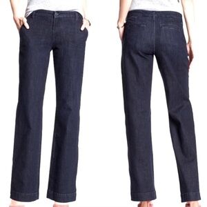 Y2K Banana Republic Wide Leg Trouser Jeans Dark Wash Denim Dress Pants Size 30